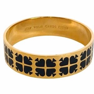 Kate Spade Play Your Cards Right Bangle Bracelet Black Goldtone